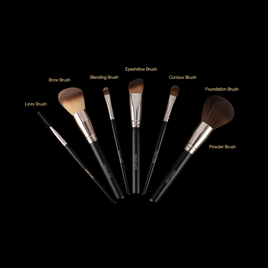7 Brushes with Labels - Black Background