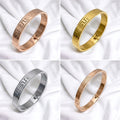 Greek Key Stainless Steel Bangle Bracelet – Premium Anti-Tarnish Unisex Cuff 💛