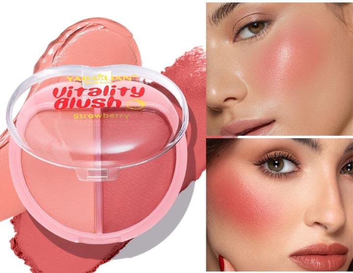 Yanqina Vitality Blush Strawberry - heart compact with dual shades