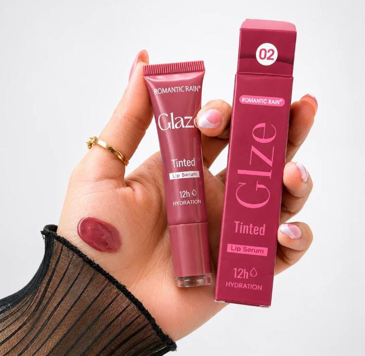 Romantic Rain Glaze Tinted Lip Serum Shade 02 tube and box