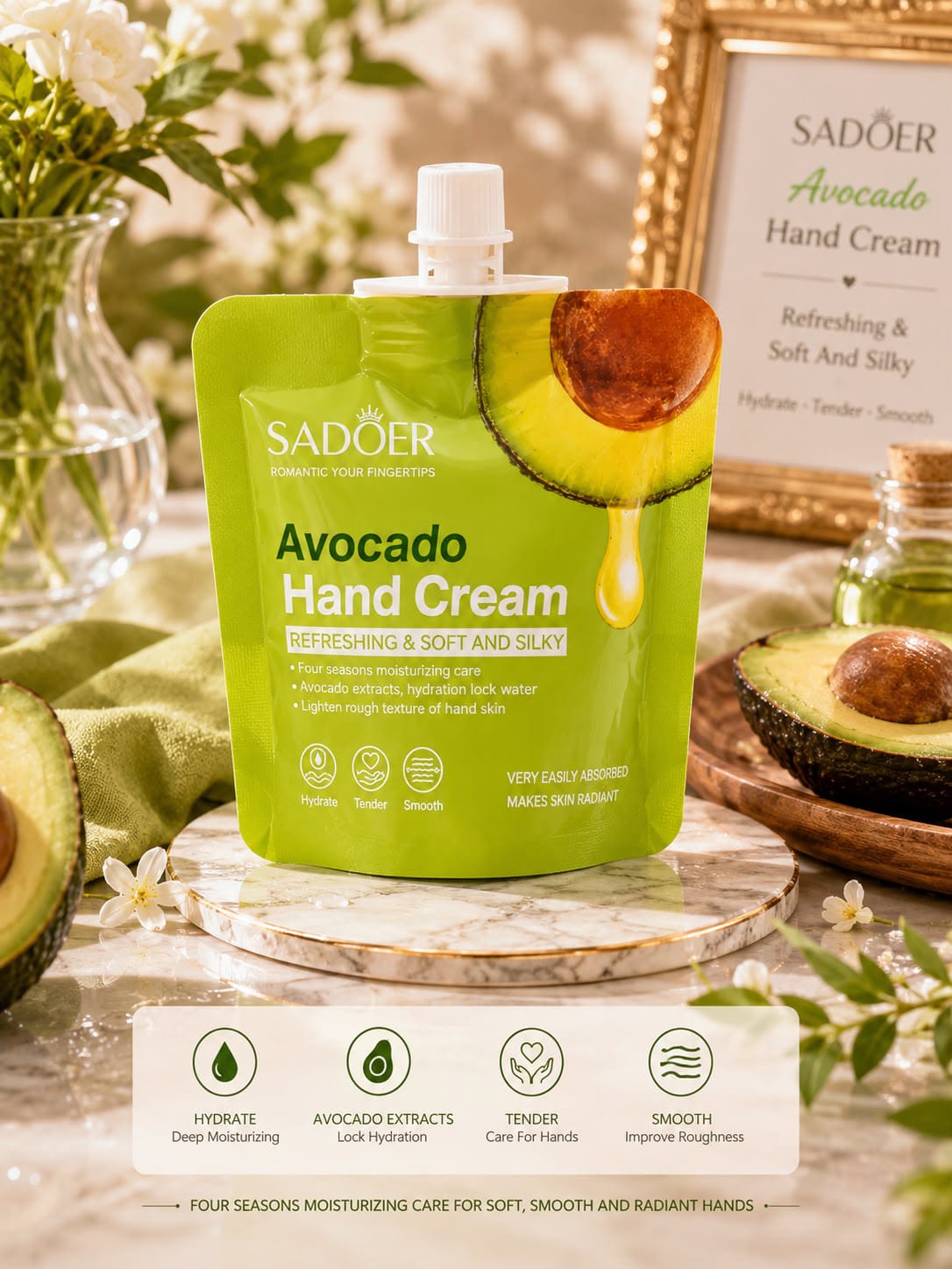 SADOER Avocado Hand Cream - Refreshing & Soft and Silky