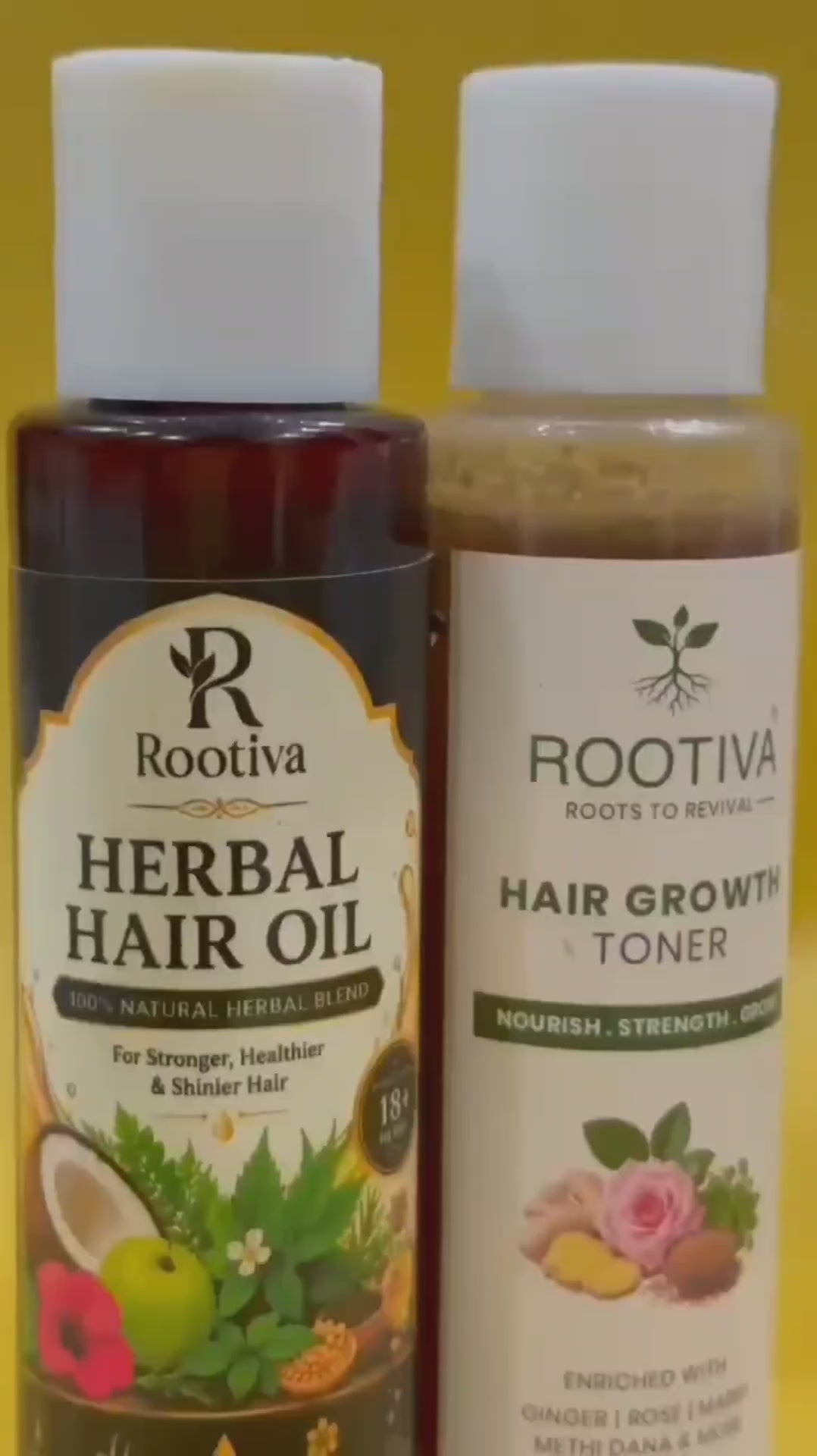ROOTIVA Complete Hair Revival System | Herbal Hair Oil & Hair Growth Toner Bundle