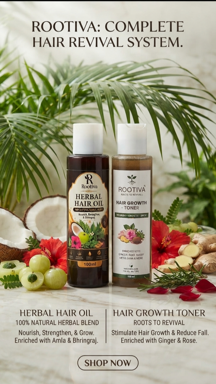 ROOTIVA Complete Hair Revival System | Herbal Hair Oil & Hair Growth Toner Bundle