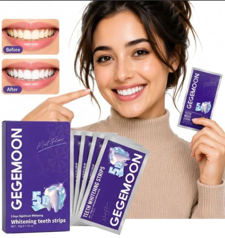 GEGEMOON 5D Teeth Whitening Strips – Pack of 6 Professional Dental Whitening Pouches