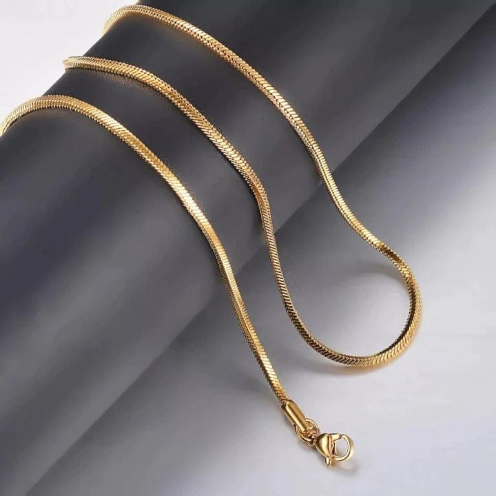 Black Herringbone Snake Chain Necklace – Unisex Stainless Steel Choker 🔗