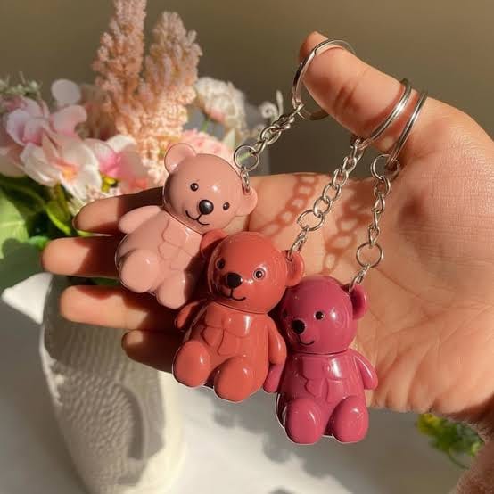 Teddy Bear Lip Gloss Keychain - 3 shades